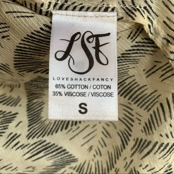 LoveShackFancy Celeste Top Moroccan Leaf Cream black ruffle sleeve - Picture 11 of 13